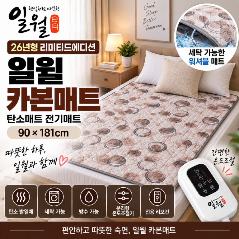 일월 카본매트 26년형 리미티드에디션 워셔블 탄소매트 90×181cm 전기매트